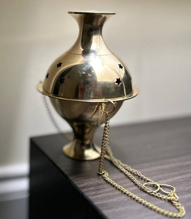 6"H Brass Hanging Censer Burner